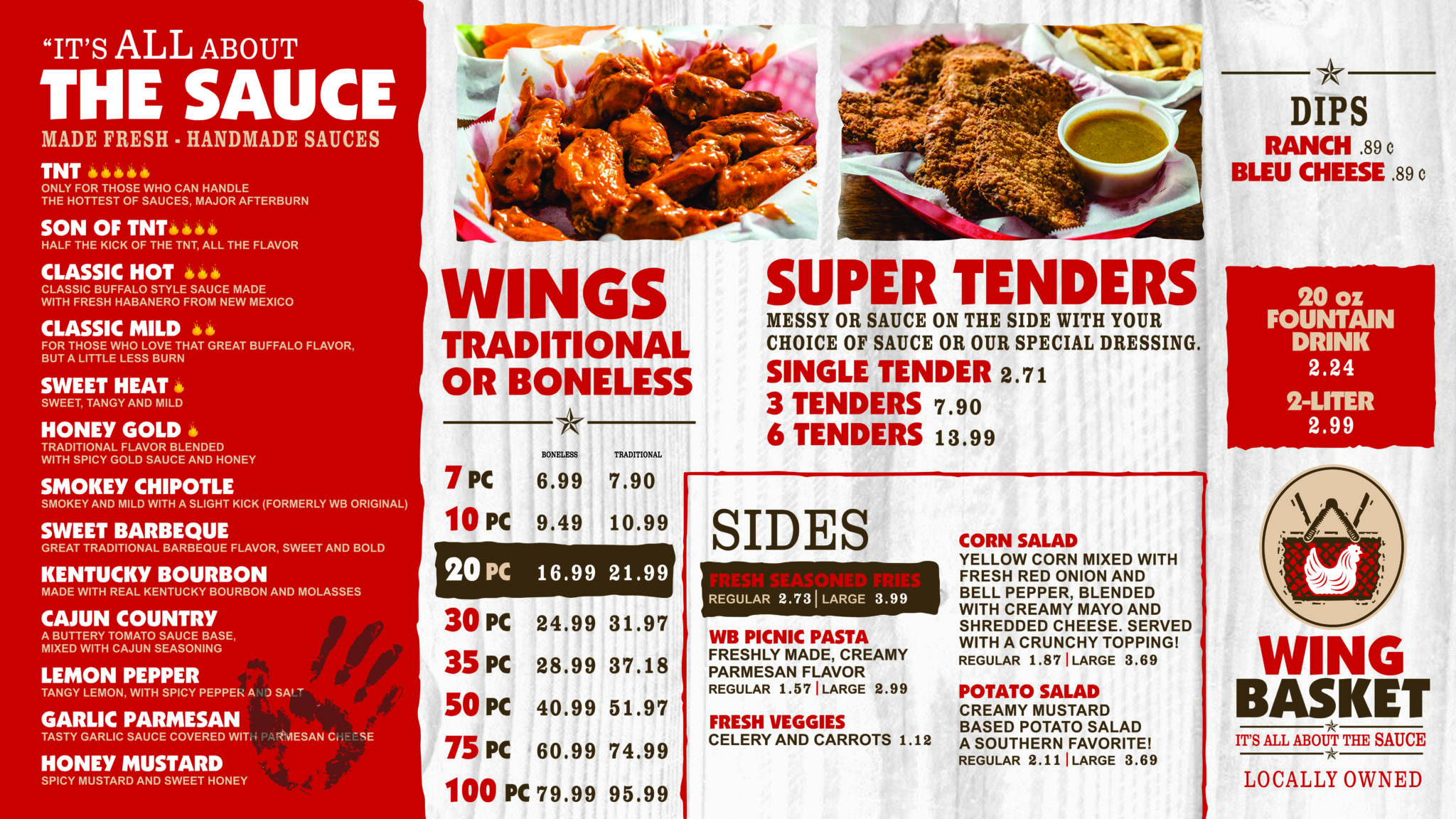 Online Menu Chicken Tenders and Fries WingBasket